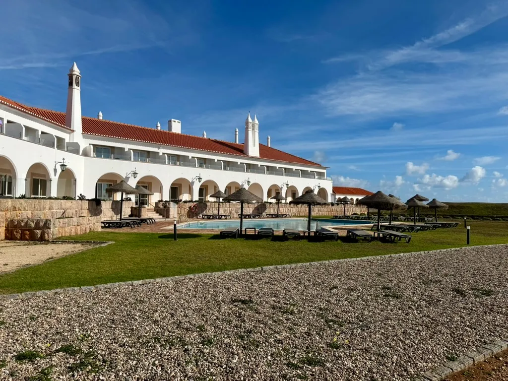 Historic hotel in Sagres we stay at - with a pool_